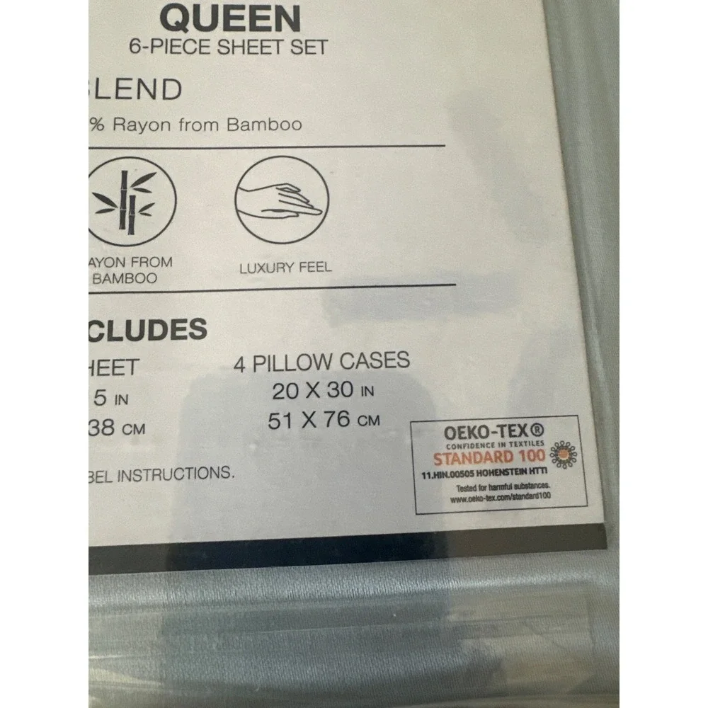 Brixton Avenue Wentworth 6 Piece Queen Size Sheet Set Jet Blue 1200 Thread Count